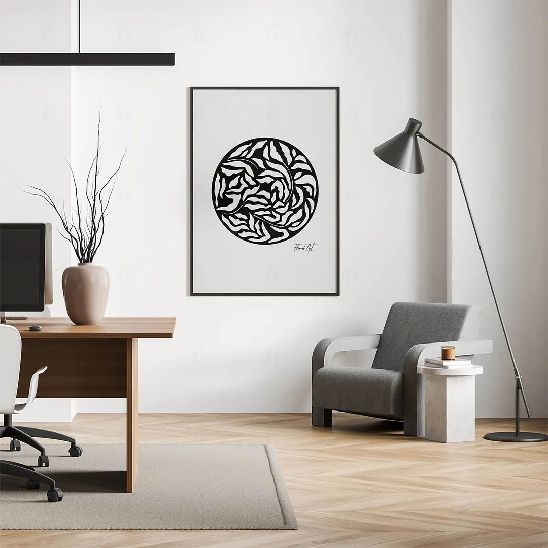 Plakat "Floral Art" wiszący w nowoczesnym biurze