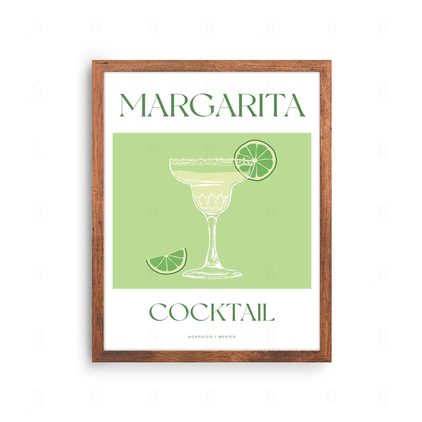 Plakat z wakacyjną grafiką przedstawiającą koktajl Margarita w klasycznym kieliszku.