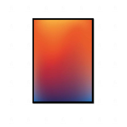Plakat z abstrakcyjną grafiką przedstawiającą rozmyty gradient w ciepłych odcieniach pomarańczu, różu i żółci.
