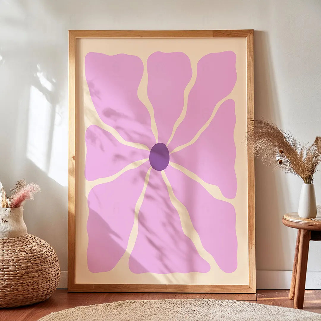 Plakat z fioletowym kwiatem-boho