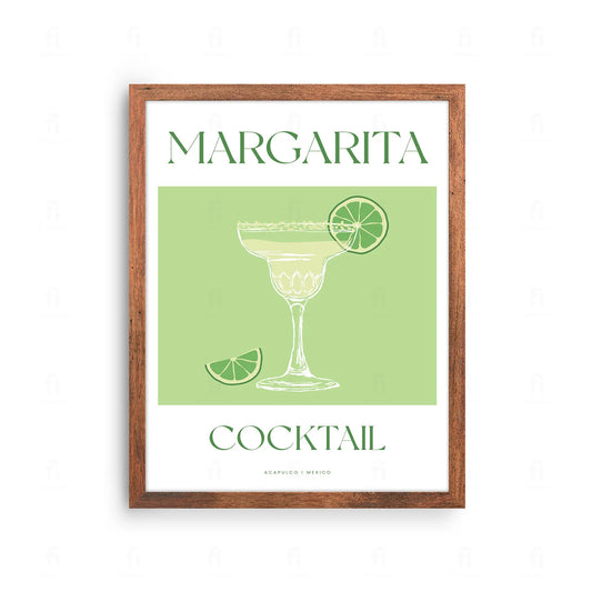 Plakat z wakacyjną grafiką przedstawiającą koktajl Margarita w klasycznym kieliszku.