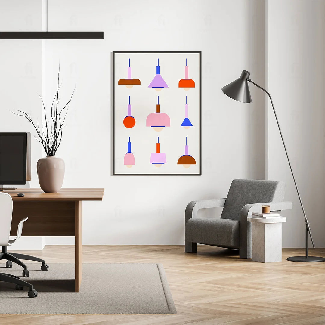 Geometric Shapes of Designer Lamps Poster 