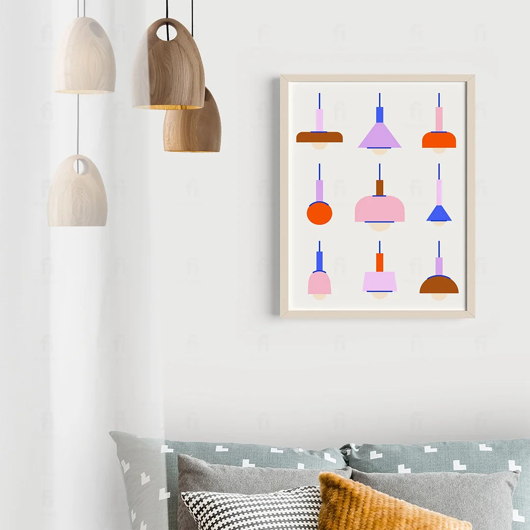 Geometric Shapes of Designer Lamps Poster 