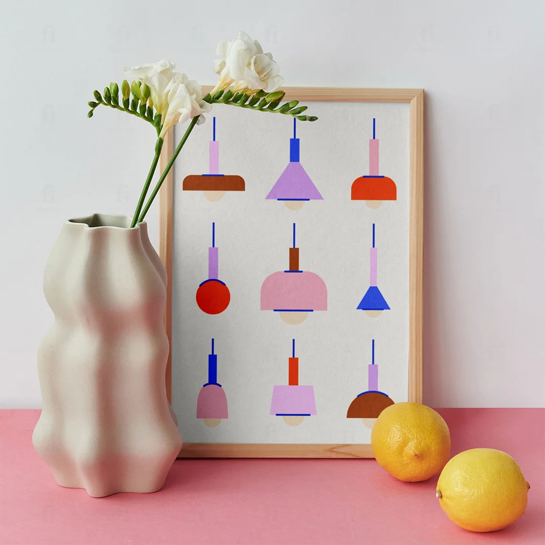 Geometric Shapes of Designer Lamps Poster 