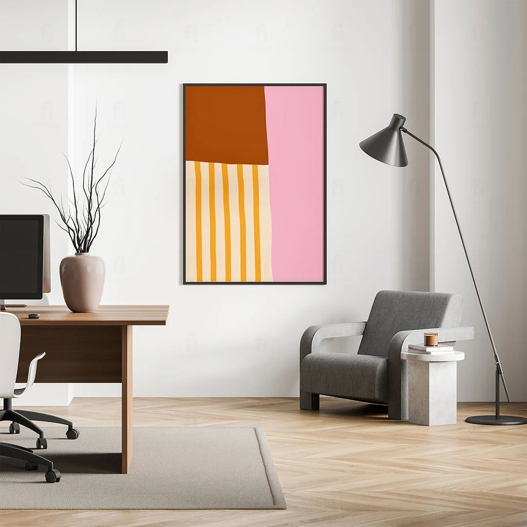 Poster Colorful Minimalism Orange and Pink 