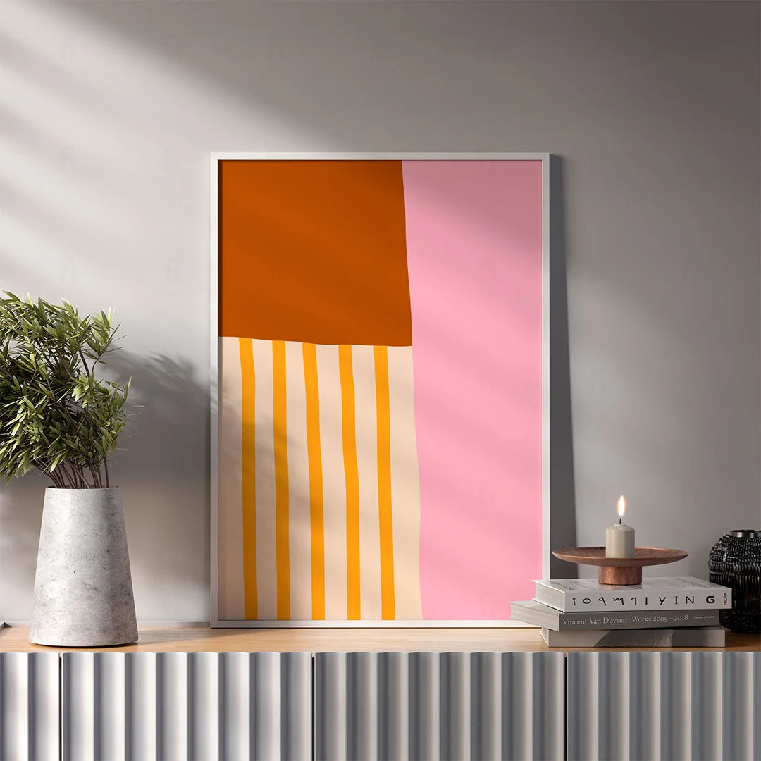 Poster Colorful Minimalism Orange and Pink 