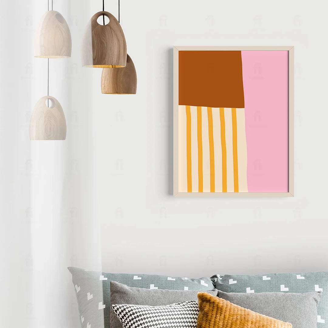 Poster Colorful Minimalism Orange and Pink 