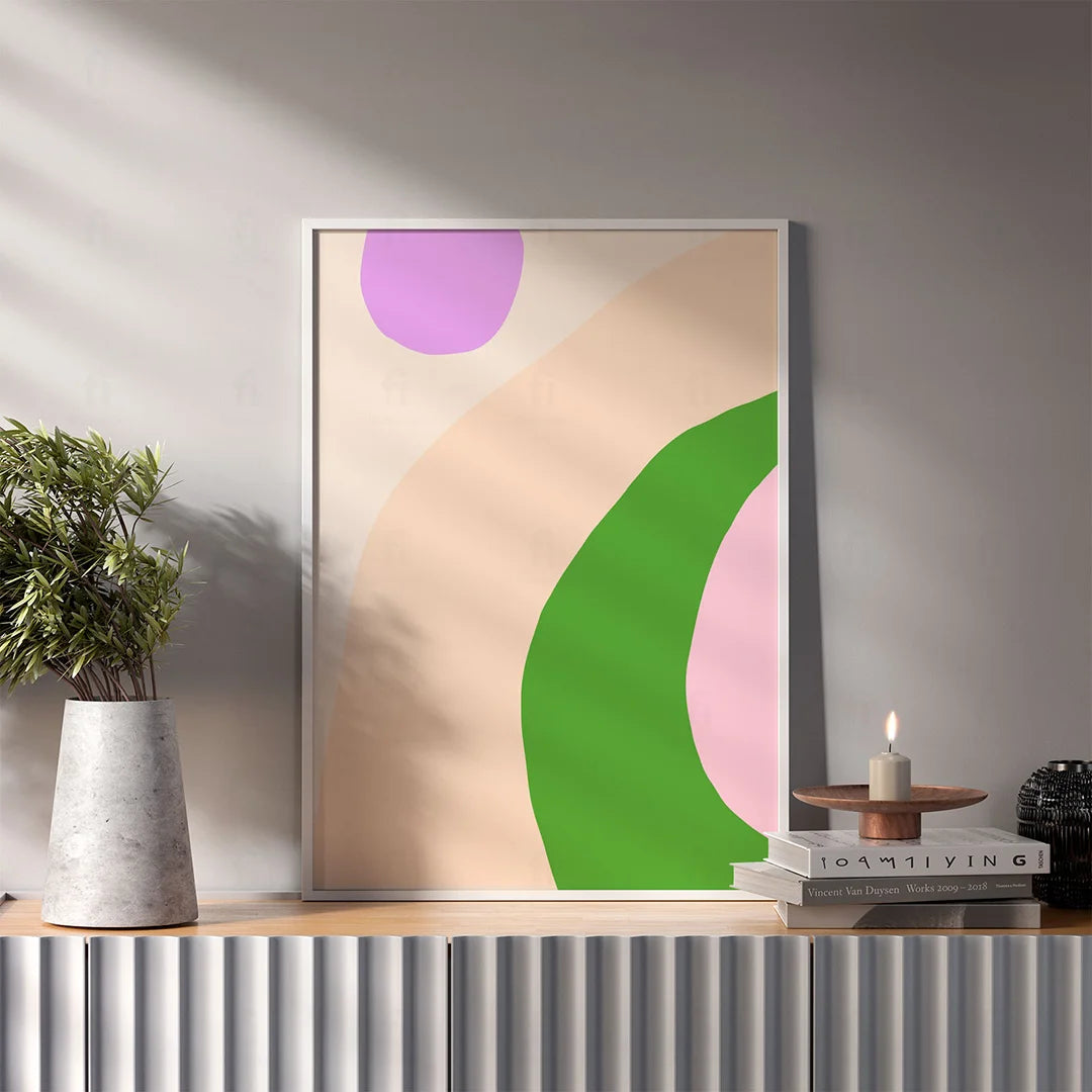 Green and Pink Shapes Poster 